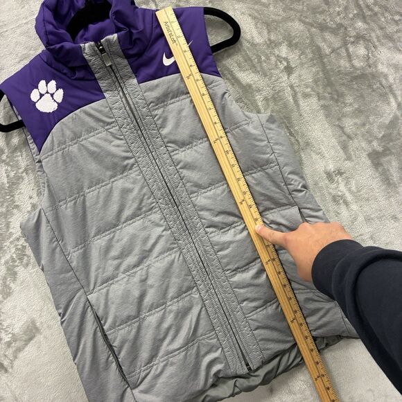 Nike Clemson Tigers Purple Gray Vest Men’s M Puffer Full Zip Gillet Vest NCAA - Picture 3 of 5